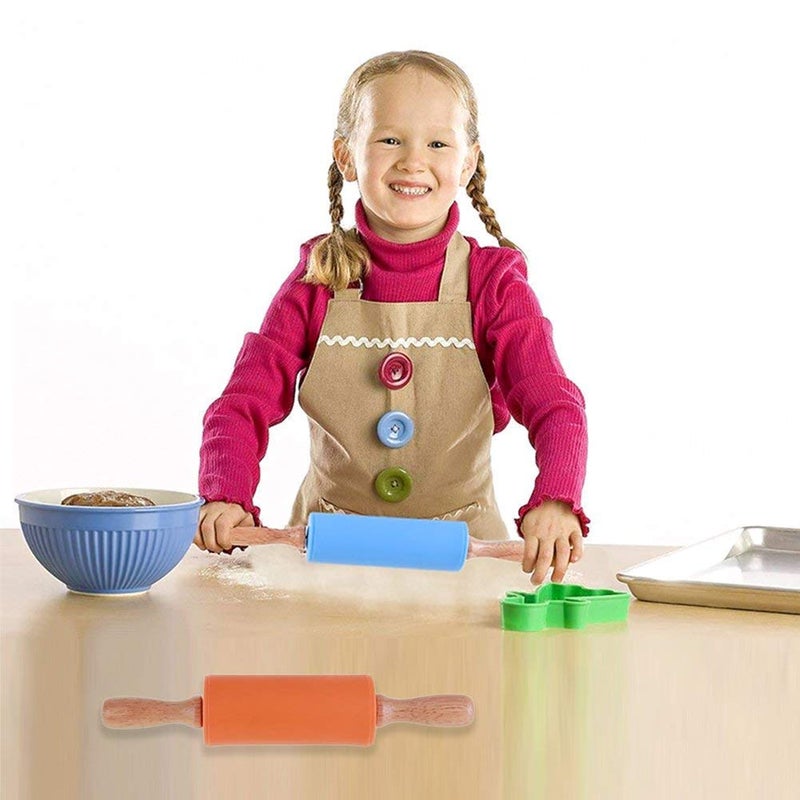 Koogel 9 Inch Mini Rolling Pin, 2 PCS Wooden Handle Rolling Pin for Kids Dough Rollers for Baking Supplies Home Kitchen - Image 2